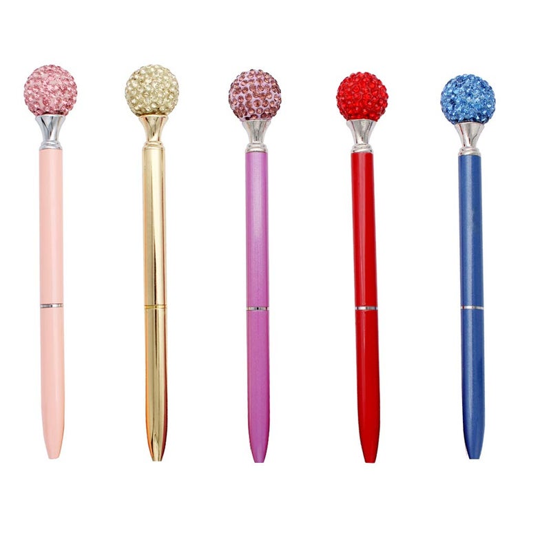 Gullor 5PCS Diamond Ball Retractable Ballpoint Pen, Bling Metal Ballpoint Pens, Multicolor A - Image 3
